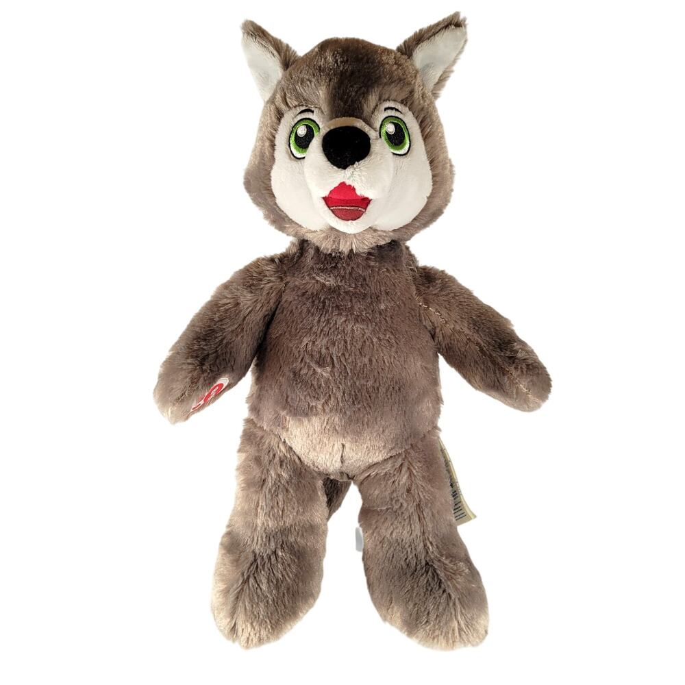 Build-A-Bear Wiley the Wolf Plush 17" Stuffed Animal Gray White Green Eyes 2021